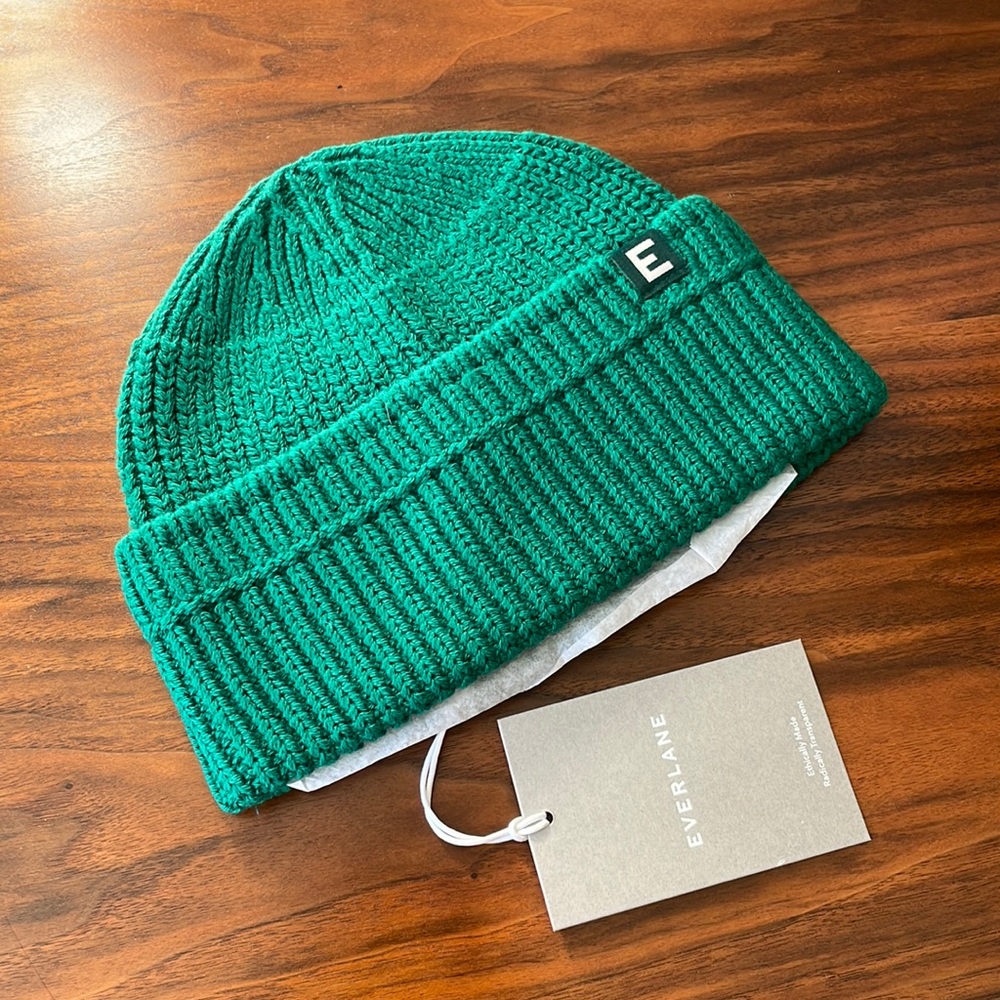 Everlane Organic Cotton Chunky Beanie green NWT